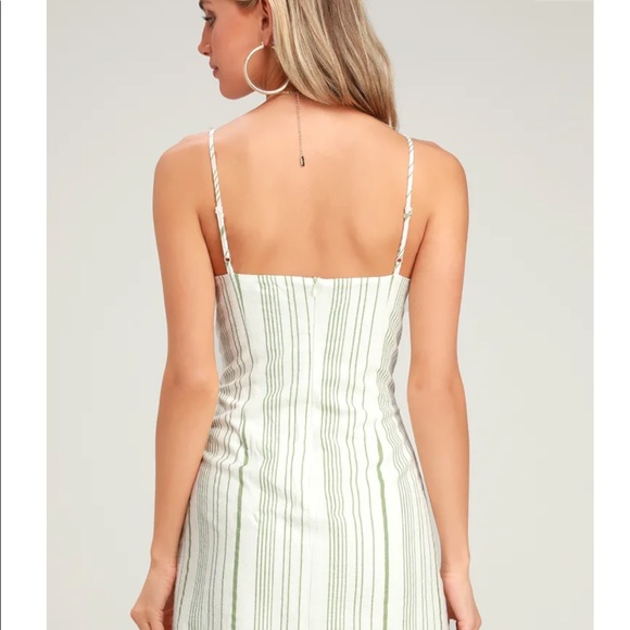 Lulu’s Light Green Striped Mini Dress NWT Size L - Picture 6 of 14